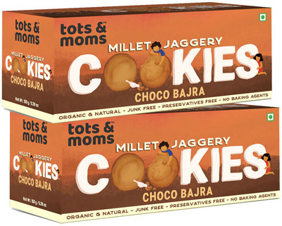 TOTS AND MOMS Healthy & Nutritious Millet & Jaggery Cookies for Kids & Adults | Choco Bajra Cookies Biscuit(2 x 150 g)