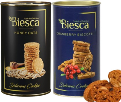 Biesca Premium Handmade Cranberry Biscotti with Butter & Natural Honey Oats Cookies Cookies Biscuit(2 x 160 g)