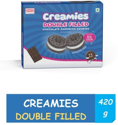 SOBISCO Creamies Double Filled Chocolate Sandwich Cookies Cream Sandwich Biscuit(2 x 480 g)