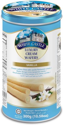 White Castle Luxury Vanilla Cream Wafer Rolls with Cream Filled | Cookies Biscuit(300 g)