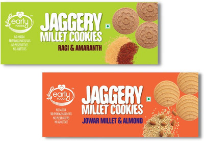 Early Foods Assorted Pack of 2 - Jowar & Ragi Amaranth Jaggery Cookies X 2, 150g each Cookies Biscuit(2 x 150 g)