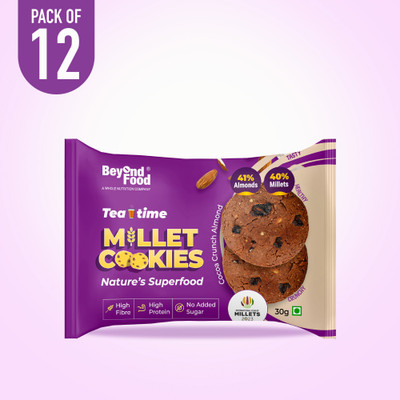 Beyond Food Cocoa Crunch Almond Millet Cookies - Box of 12 Cookies Biscuit(6 x 60 g)