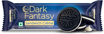 Sunfeast Dark Fantasy Vanilla Cr�me, Dark Crunchy Biscuit with Smooth Vanilla Cr�me Cream Filled Biscuit(83 g)