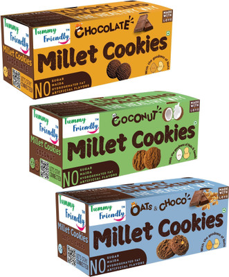 TummyFriendly Foods Millet Cookies - OatsChoco,Choco & Coconut. Healthy Biscuits for Kids, & Adults Cookies Biscuit(3 x 75 g)