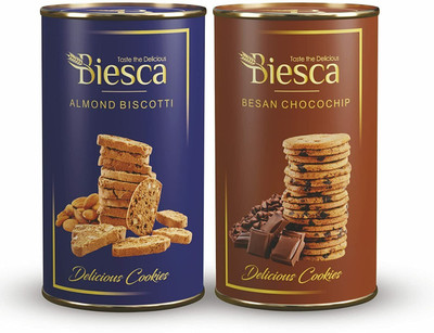 Biesca Besan Chocochip Cookies 170g and Almond Biscotti 135g (Combo Pack) Cookies Biscuit(2 x 152.5 g)
