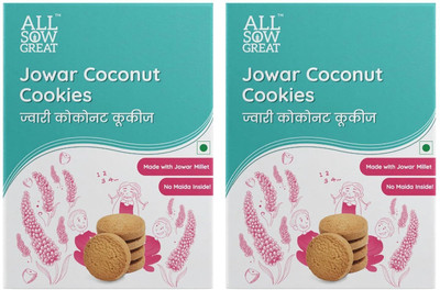 all sow great Jowar Coconut Cookies | Ragi Millet Cookies for Kids and Adults No Maida Cookies Biscuit(2 x 100 g)