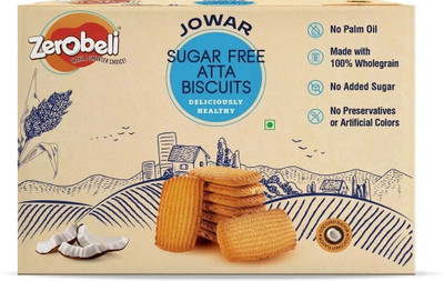 Zerobeli Sugar Free Jowar Atta Biscuit with Coconut Flavor | No Added Preservative Bakery Biscuit(325 g)