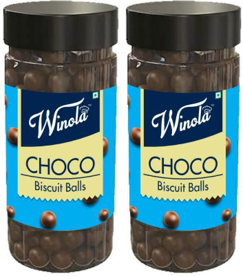Winola Milk Choco Biscuit Balls Chocolate Munchies (100 gm) each Cream Cracker Biscuit(2 x 100 g)
