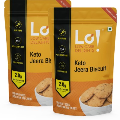 Lo! Foods Jeera Keto Biscuit | Zero Sugar free Keto Cookies | Low Carb Keto Snacks Digestive(2 x 200 g)