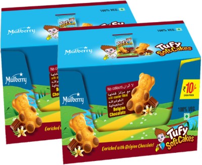 Mulberry foods Tufy Teddy Soft Cakes | Enriched with Belgian Chocolate | Mono Outer Cookie Cake Cookie Cake Biscuit(2 x 300 g)