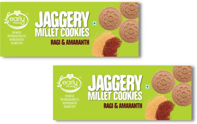 Early Foods Pack of 2 - Ragi & Amaranth Jaggery Cookies 150g X 2 (300 g) Cookies Biscuit(2 x 150 g)
