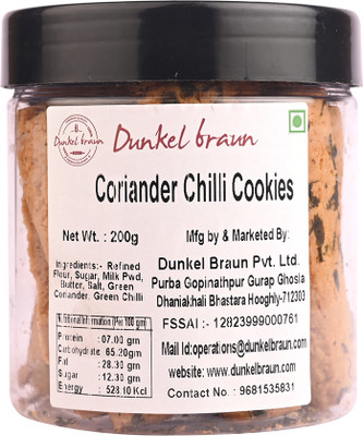 Dunkel braun Coriander Chilli Cookies | Savory & Spicy Cookies with Green Coriander & Chilli Spicy Biscuit(200 g)