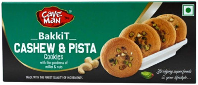 CAVEMAN Bakkit Cashew and Pista Cookies Made With Millets, Dry Fruits & Honey Bakery Biscuit(5 x 60 g)