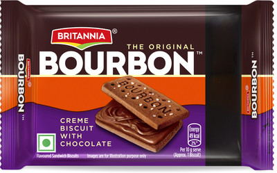 BRITANNIA Bourbon Chocolate Biscuits Cream Sandwich Biscuit(50 g)