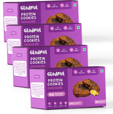 Gladful Choco Chips Healthy Protein Cookies/Biscuits Cookies Biscuit(4 x 80 g)