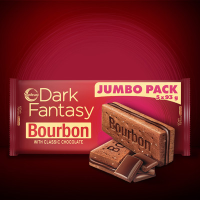 Sunfeast Dark Fantasy Dark Fantasy Bourbon, Classic Biscuit Made With Real Chocolate, Pack of 1, Cream Filled Biscuit(450 g)