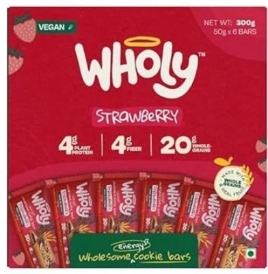 Wholy Wholegrain Strawberry Fruit Filled Cookie Multi Grain Biscuit(6 x 50 g)