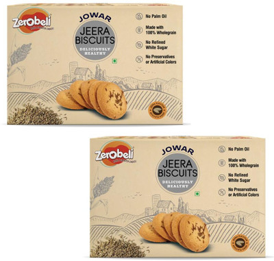 Zerobeli Jowar Jeera Wholegrain Biscuits | No Preservative & Palm Oil | Healthy Digestive Bakery Biscuit(2 x 475 g)