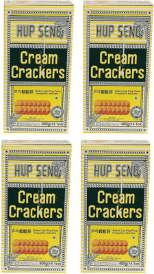 Hup Seng Classic Cream Crackers Light Crispy Sweet And Salty With a Cup of Tea Biscotti Biscotti Biscuit(4 x 100 g)