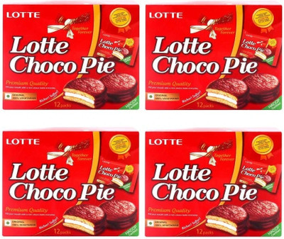 Lotte Chocopie-48 Pcs ( 300 GRAM X 4) Cookie Cake Biscuit(4 x 300 g)
