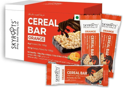 SKYROOTS Cereal Bar - Orange (Pack of 6 x 25 g | Total 150 g) Cookies Biscuit(150 g)