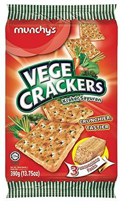 Munchy's Vege Crackers Krakers Sayuran Crunchier Taster 390g Cracker(390 g)