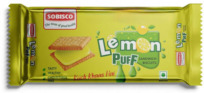 SOBISCO Lemon puff cream biscuits 125g Cream Sandwich Biscuit(125 g)