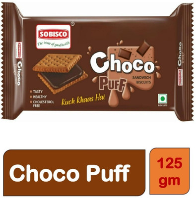 SOBISCO Choco Puff Sandwich Cream Biscuits Cream Sandwich Biscuit(15 x 125 g)