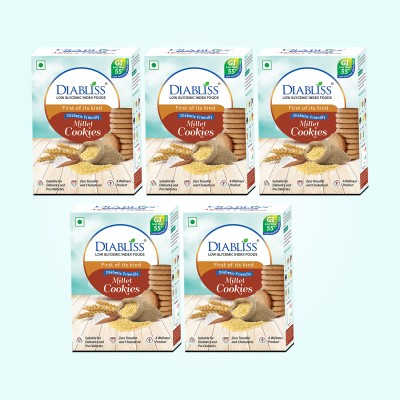 DiaBliss Diabetic Friendly Low GI Millet Cookies 150 Gms - Combo Pack Cookies Biscuit(5 x 150)