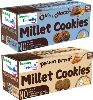 TummyFriendly Foods Ragi Millet Cookies-OatsChoco, Peanut. Healthy Biscuits for Kids, Babie & Adults Cookies Biscuit(2 x 75 g)