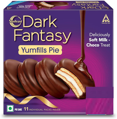 Sunfeast Dark Fantasy Yumfills CHOCO Pie, Chocolate Chip CHOCO TREATS Cookie Cake Biscuit(240 g)