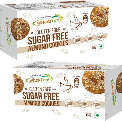 wheafree Gluten Free Sugarfree Almond Cookies -Pack of 2 (200g each) Cookies Biscuit(2 x 200 g)