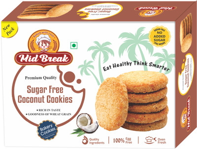 MidBreak Sugar Free Coconut Biscuits | High In Fibre | Good For Guts | Pack of 1 Cookies Biscuit(300 g)