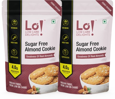 Lo! Sugar Free Almond Cookies | Zero Sugar No Maida Multigrain Digestive Biscuits High Fiber Biscuit(2 x 200 g)