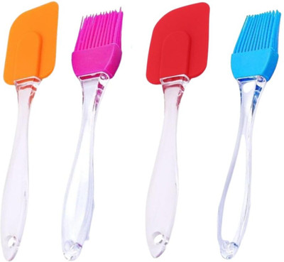 MARMORIS ECOM Silicone Brush & Spatula Set, Heat-Resistant Multiuse Kitchen Tools for Cooking Silicone Flat Pastry Brush(Pack of 4)