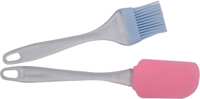 CherryBox Silicone Spatula and Pastry Brush Set Special for Cake Mixer, Cooking, Baking - (Pink & Blue) Silicone Flat Pastry Brush(Pack of 2)