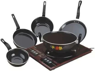 Bitto sittu induction set Induction Bottom Non-Stick Coated Cookware Set(Cast Iron, 5 - Piece)