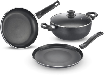 Prestige Svachh 3 Piece Induction Bottom Non-Stick Coated Cookware Set(Aluminium, 1 - Piece)