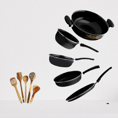 cookpro 10Pcs__Cookware_sets_+spatuala+__without lid,. Induction Bottom Non-Stick Coated Cookware Set(Cast Iron, 10 - Piece)