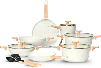 Kréme Ceracook Granite Ceramic Cookware Set of 7pcs Induction Bottom Non-Stick Coated Cookware Set(Aluminium, Ceramic, 7 - Piece)