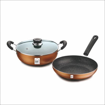 Home Zone 2 Pcs Induction Bottom Non-Stick Coated Cookware Set(Aluminium, 1 - Piece)