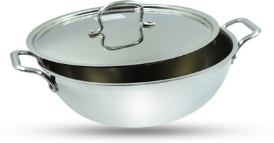 Easyroot Cookware Triply Stainless Steel Kadai with Lid-.3.7 Ltr Induction Bottom Cookware Set(Stainless Steel, 1 - Piece)
