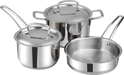 VINOD Stainless Steel Induction Friendly Classic Deluxe Combo Induction Bottom Cookware Set(Stainless Steel, 3 - Piece)