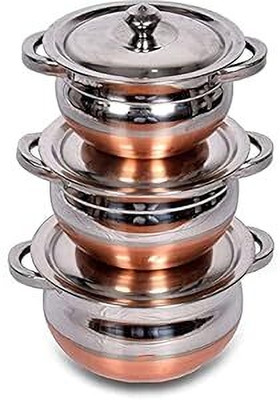 KRB Induction Bottom Non-Stick Coated Cookware Set(Stainless Steel, 3 - Piece)
