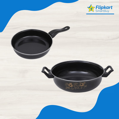 Flipkart SmartBuy Non-Stick Cookware Set of 2 Pcs - Kadhai & Fry Pan - Induction Bottom Non-Stick Coated Cookware Set(Cast Iron, PTFE (Non-stick), 2 - Piece)