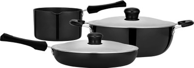 Chakmak ARES HARD ANODIZED (KFS) COMBO Induction Bottom Non-Stick Coated Cookware Set(Aluminium, 3 - Piece)