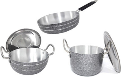 bartan hub kadhai saucepan kundatope Cookware Set(Aluminium, 3 - Piece)