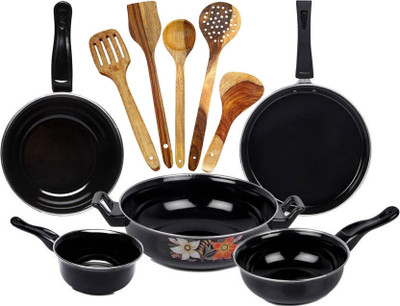 Kashvi Premium Quality Induction Bottom Non-Stick Coated Cookware Set(Cast Iron, 10 - Piece)