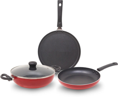 Kreme Cookware Set Combo 3pcs - Non induction Non-Stick Coated Cookware Set(Aluminium, 3 - Piece)