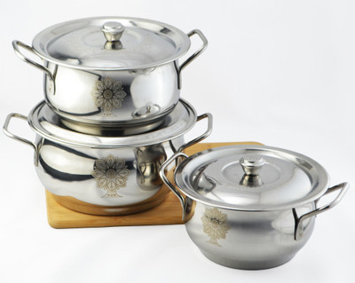 RAMILA Pack of 6 Stainless Steel Dinner Set | Steel Set - Laser Design ( Premium Quality ) Dinner Set(Silver)